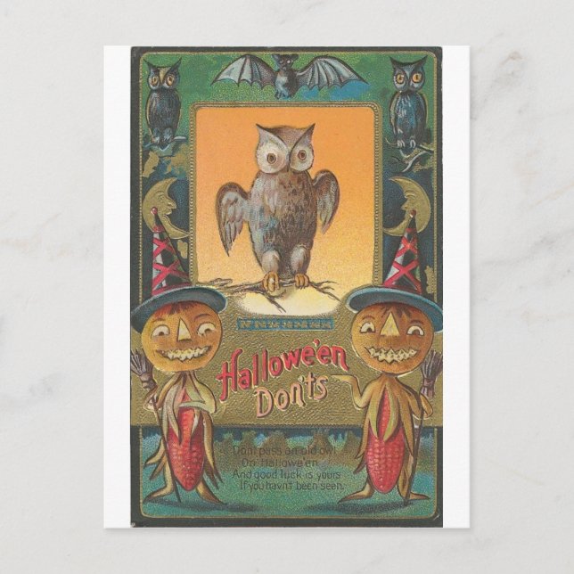 Vintage Halloween Greeting Cards Classic Poster Vykort (Framsida)