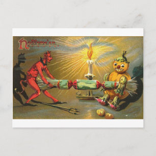 Vintage Halloween Greeting Cards Classic Poster Vykort