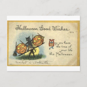 Vintage Halloween Greeting Cards Classic Poster Vykort
