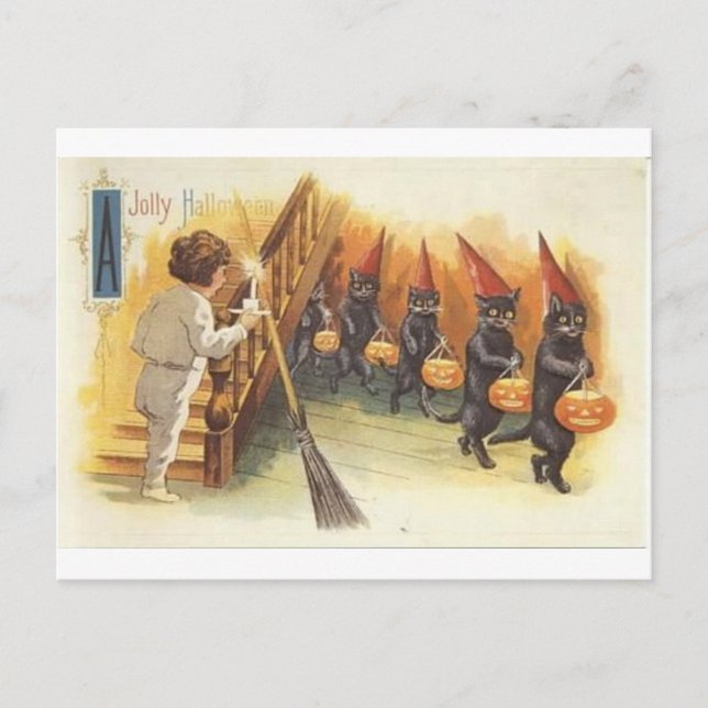 Vintage Halloween Greeting Cards Classic Poster Vykort (Framsida)