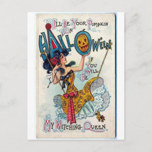 Vintage Halloween Greeting Cards Classic Poster Vykort