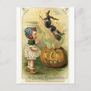 Vintage Halloween Greeting Cards Classic Poster Vykort