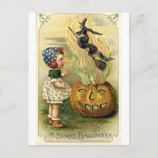 Vintage Halloween Greeting Cards Classic Poster Vykort (Framsida)