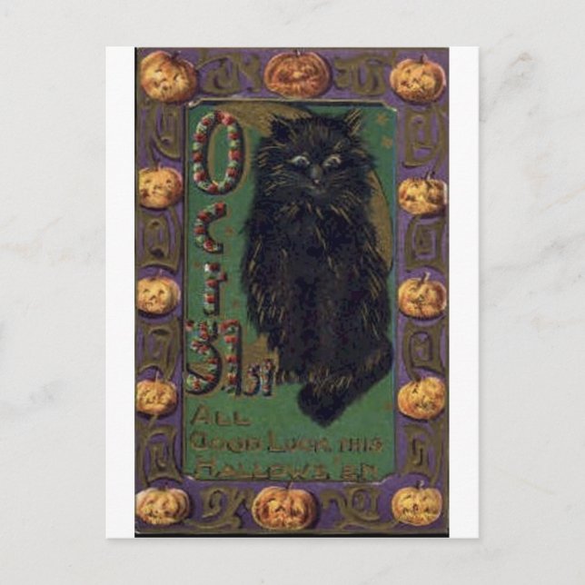 Vintage Halloween Greeting Cards Classic Poster Vykort (Framsida)