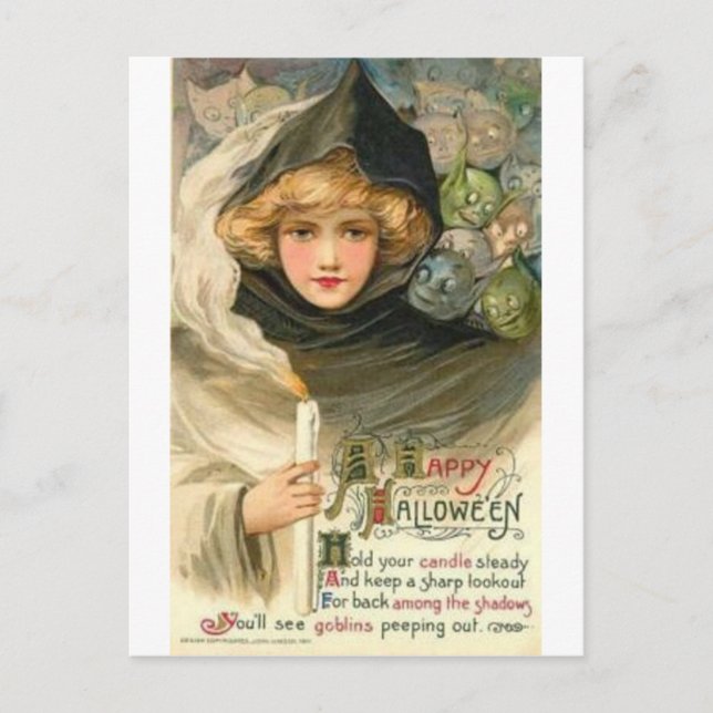Vintage Halloween Greeting Cards Classic Poster Vykort (Framsida)