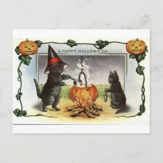 Vintage Halloween Greeting Cards Classic Poster Vykort (Framsida)