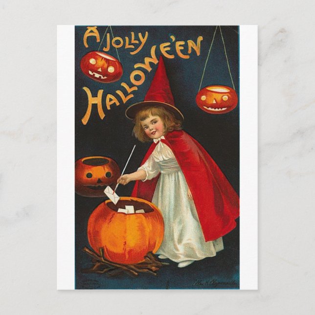 Vintage Halloween Greeting Cards Classic Poster Vykort (Framsida)