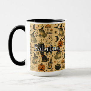 Vintage Halloween Groda Anpassat Namn Mugg