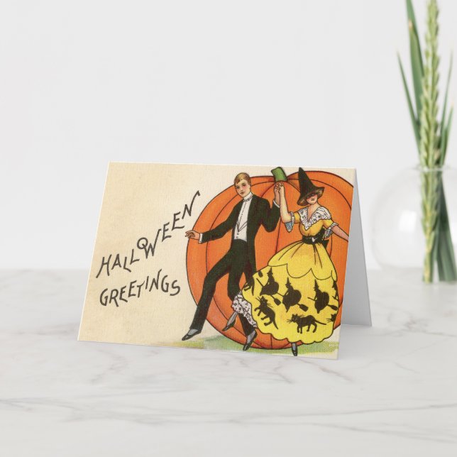 Vintage Halloween Hälsning - Dancing Couple - Kort (Framsida)
