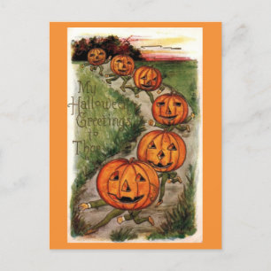 Vintage Halloween Hälsning Jack o lantern Pumpkin Vykort