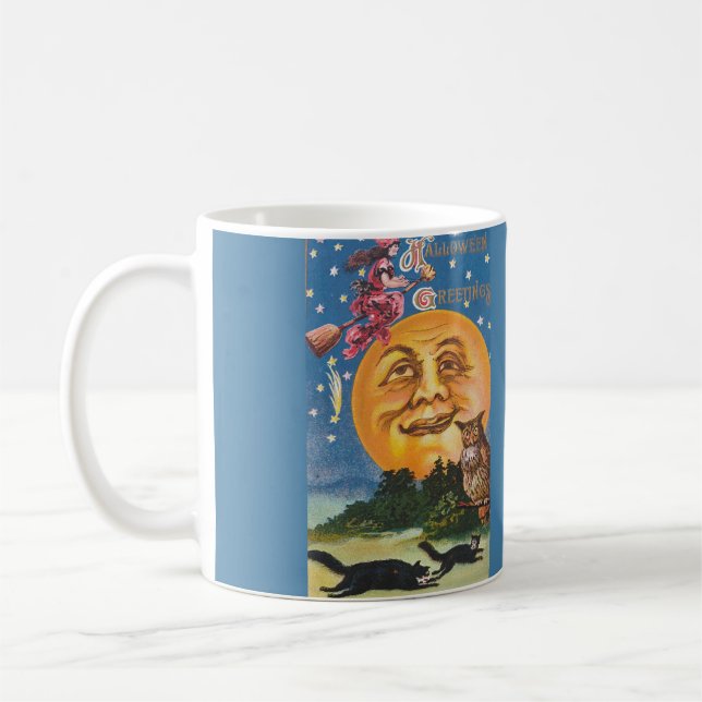 Vintage Halloween-hälsning Kaffemugg (Vänster)