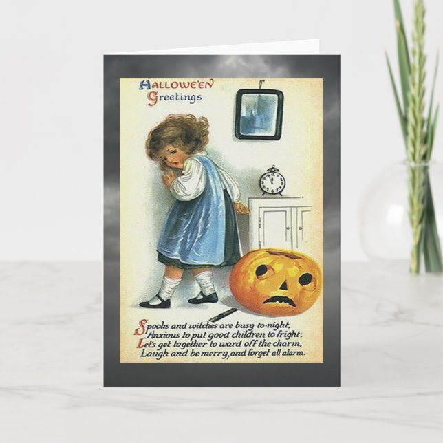 Vintage Halloween Hälsning Kort (Framsida)