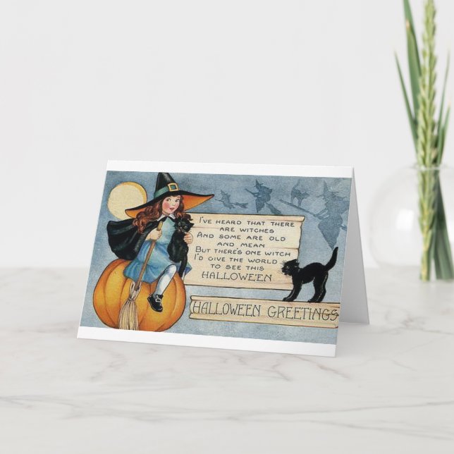 Vintage Halloween Hälsning Kort (Framsida)