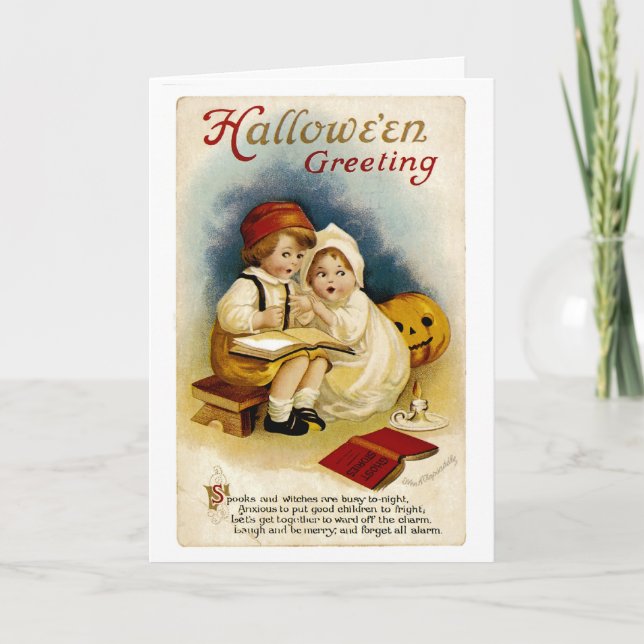Vintage Halloween Hälsning Kort (Framsida)