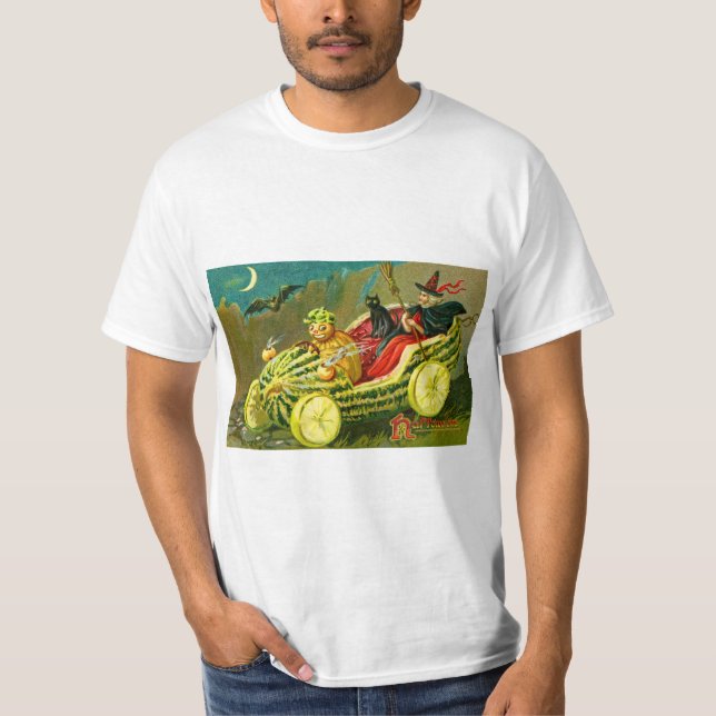 vintage halloween hälsning-kort t shirt (Framsida)