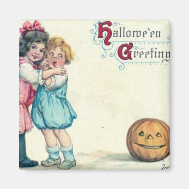 Vintage Halloween Hälsning Magnet (Framsidan)