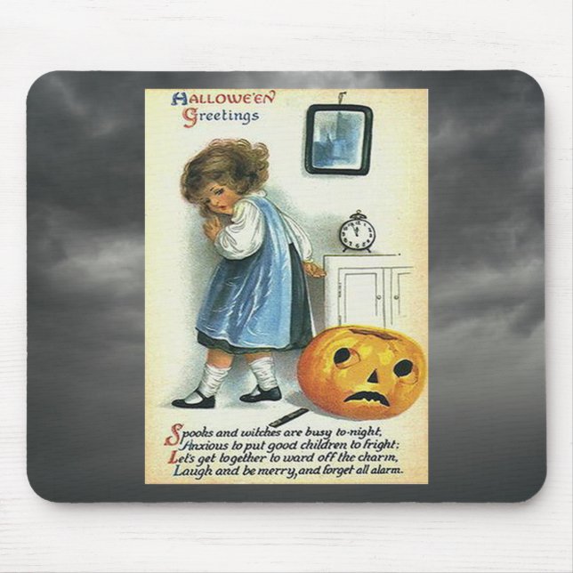 Vintage Halloween Hälsning Musmatta (Framsidan)