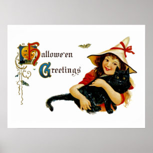 Vintage Halloween Hälsning Poster