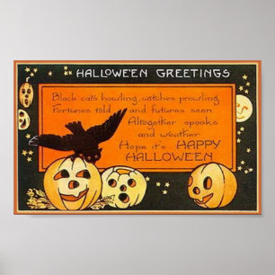 Vintage Halloween Hälsning Poster