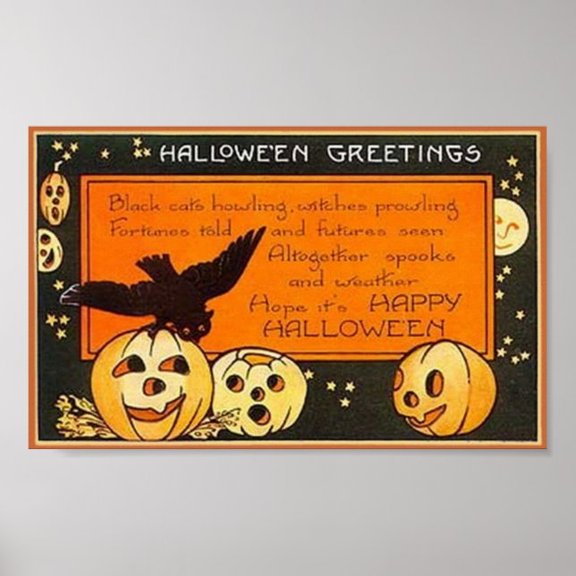 Vintage Halloween Hälsning Poster (Framsidan)