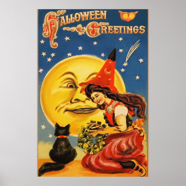 Vintage Halloween Hälsning Poster (Framsidan)