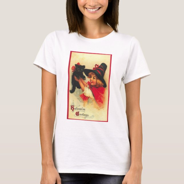 Vintage Halloween Hälsning Shirt T (Framsida)