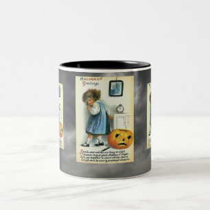 Vintage Halloween Hälsning Två-Tonad Mugg