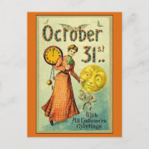 Vintage Halloween Hälsning Victorian Woman