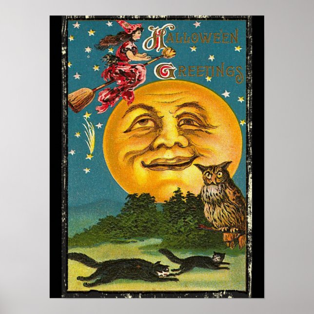 Vintage Halloween-hälsningar Poster (Framsidan)