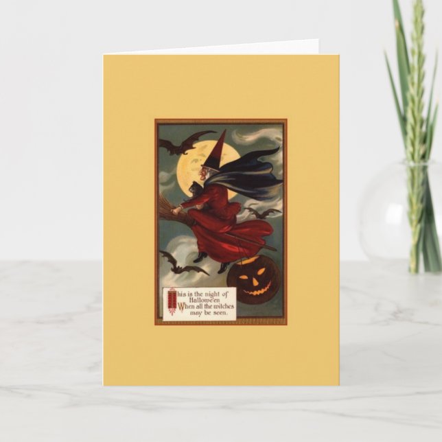 Vintage Halloween-hälsningskort Kort (Framsida)
