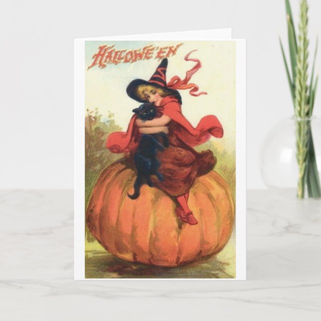 Vintage Halloween-hälsningskort Kort (Framsida)