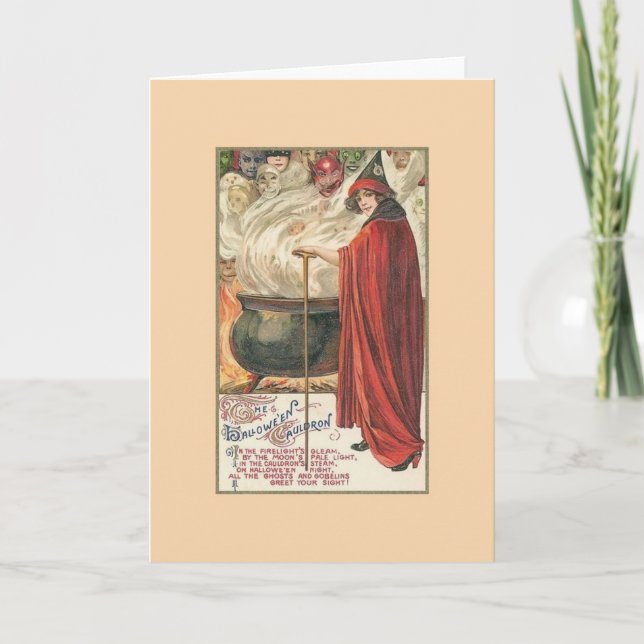 Vintage Halloween-hälsningskort Kort (Framsida)
