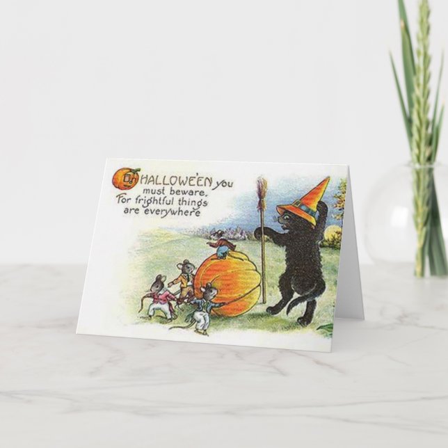 Vintage Halloween-hälsningskort Kort (Framsida)