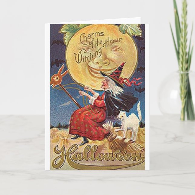Vintage Halloween-hälsningskort Kort (Framsida)