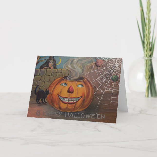 Vintage Halloween-hälsningskort Kort (Framsida)