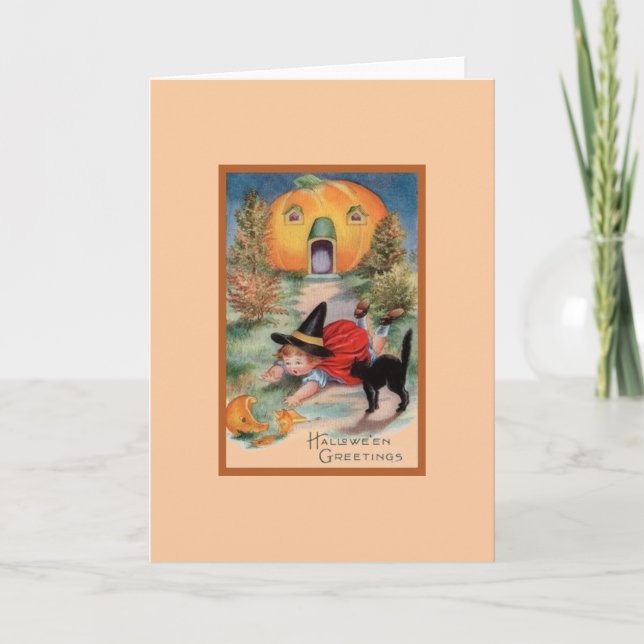 Vintage Halloween-hälsningskort Kort (Framsida)
