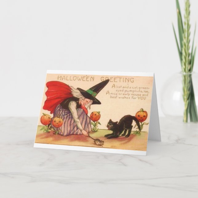 Vintage Halloween-hälsningskort Kort (Framsida)