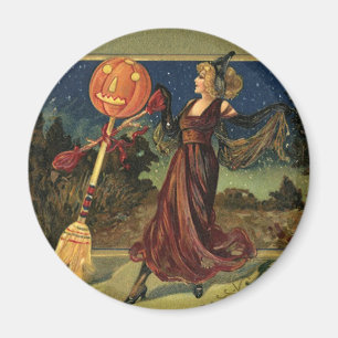 Vintage Halloween, härlig danshäxa Magnet