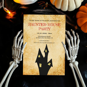 Vintage Halloween Haunted house party Inbjudningar