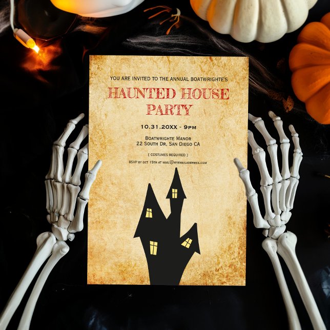 Vintage Halloween Haunted house party Inbjudningar (Skapare uppladdad)