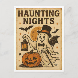 Vintage Halloween Haunting NIghts Vykort
