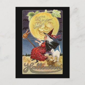 Vintage Halloween-häxa Månad Kort