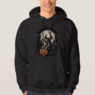 Vintage Halloween-häxa månsken bus Graphic Hoodie
