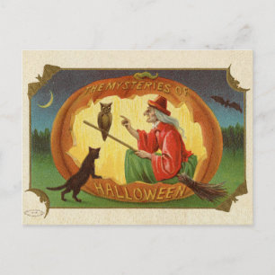 Vintage Halloween-häxa Postard Vykort