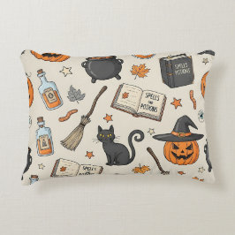 Vintage Halloween-häxa Prydnadskudde
