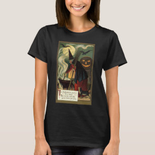 Vintage Halloween-häxa rör om i magisk gryta T Shirt