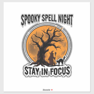 Vintage Halloween-häxa Träd och Svart Katt-grafik Klistermärken