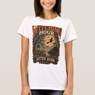 Vintage Halloween Häxig Måne Spökhus T Shirt
