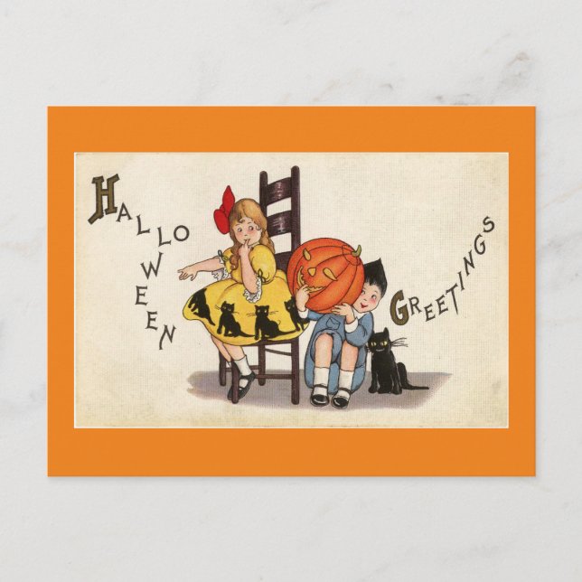 Vintage Halloween-Helgdag vykort (Framsida)