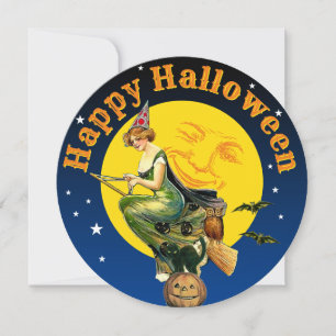 Vintage Halloween-helgkortsmalltemplate Kort